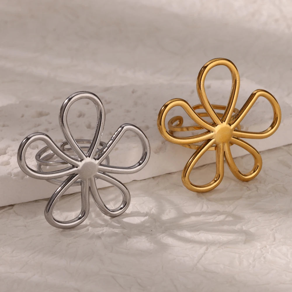 Bague Fleur Inoxydable – Design Floral Tendance 💍