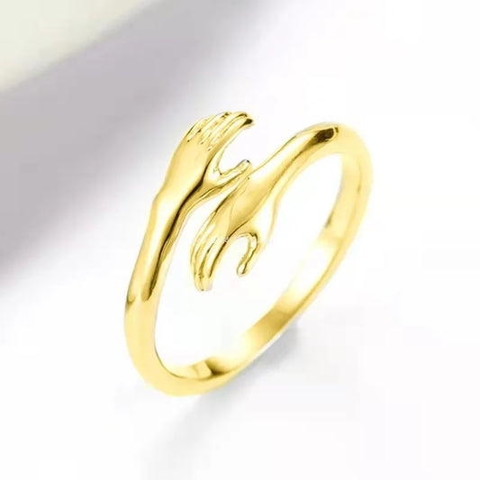 Bague Mains Qui S’enlacent – Minimaliste | Bijou Symbolique Femme